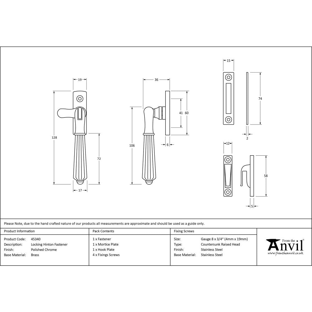 This is an image showing From The Anvil - Polished Chrome Locking Hinton Fastener available from T.H Wiggans Architectural Ironmongery in Kendal, quick delivery and discounted prices