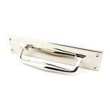 This is an image showing From The Anvil - Polished Nickel 300mm Art Deco Pull Handle on Backplate available from trade door handles, quick delivery and discounted prices