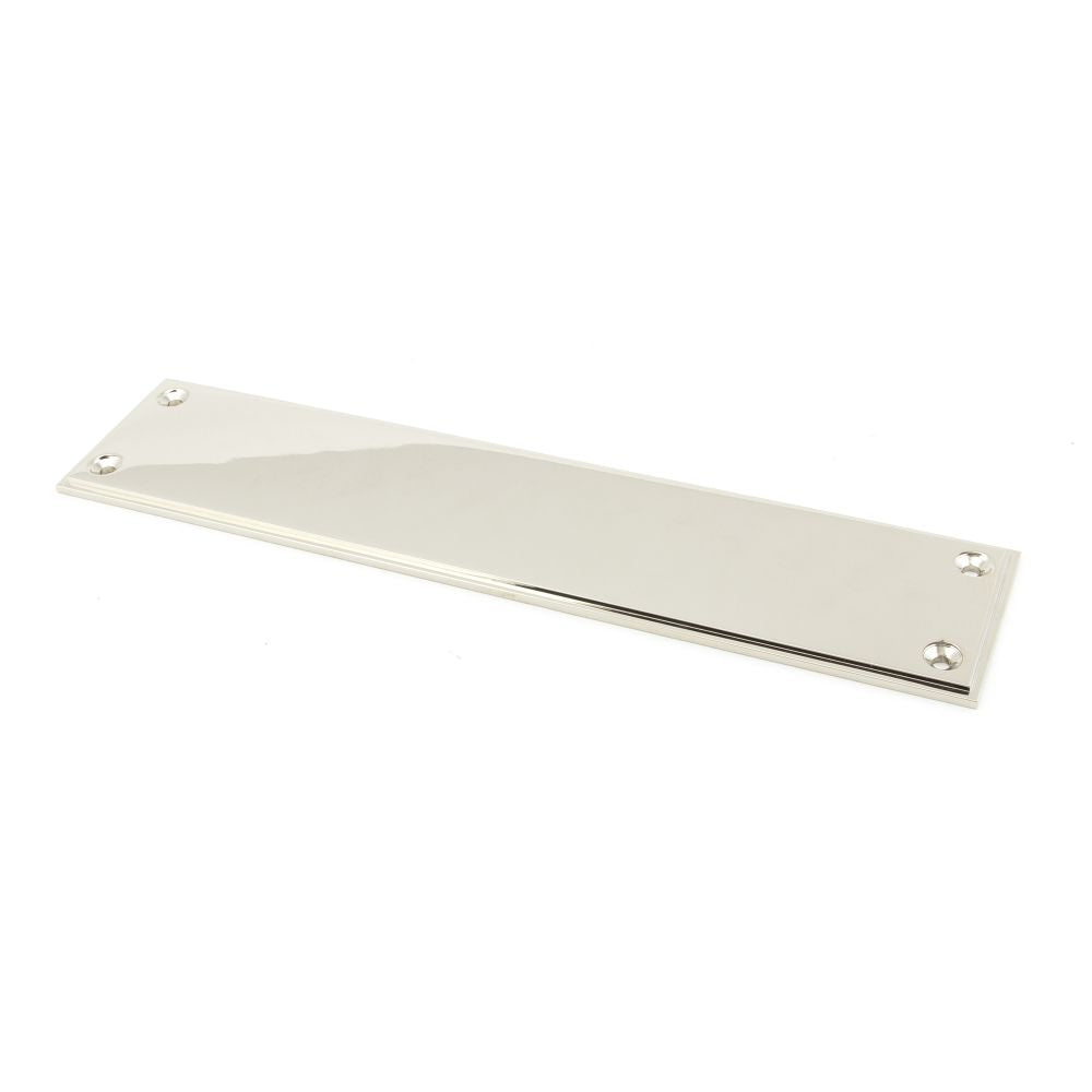 This is an image of From The Anvil - Polished Nickel 300 x 65mm - Art Deco Fingerplate available to order from T.H Wiggans Architectural Ironmongery in Kendal, quick delivery and discounted prices.