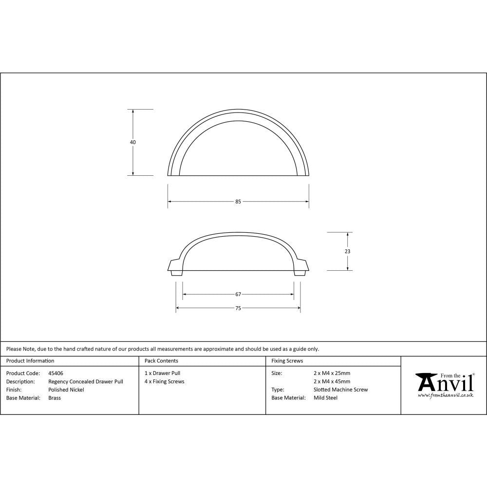 This is an image showing From The Anvil - Polished Nickel Regency Concealed Drawer Pull available from trade door handles, quick delivery and discounted prices