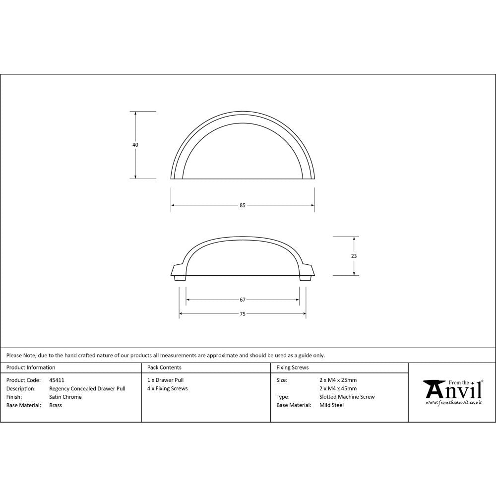 This is an image showing From The Anvil - Satin Chrome Regency Concealed Drawer Pull available from trade door handles, quick delivery and discounted prices