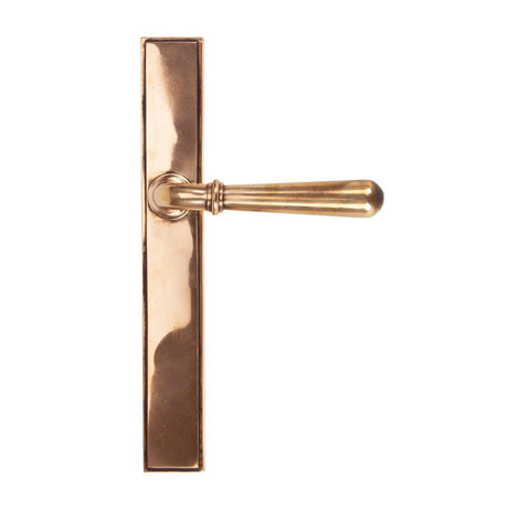 This is an image showing From The Anvil - Polished Bronze Newbury Slimline Lever Latch Set available from trade door handles, quick delivery and discounted prices