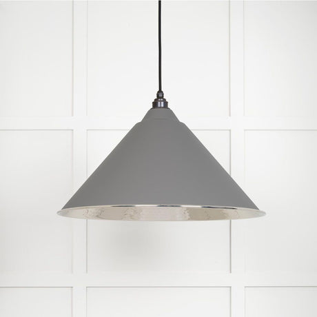 This is an image showing From The Anvil - Hammered Nickel Hockley Pendant in Bluff available from T.H Wiggans Architectural Ironmongery in Kendal, quick delivery and discounted prices