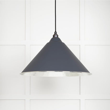 This is an image showing From The Anvil - Hammered Nickel Hockley Pendant in Slate available from T.H Wiggans Architectural Ironmongery in Kendal, quick delivery and discounted prices