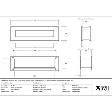 This is an image showing From The Anvil - Polished Nickel Traditional Letterbox available from trade door handles, quick delivery and discounted prices