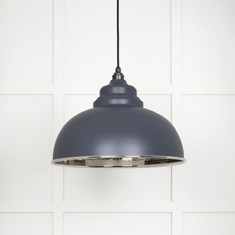 This is an image showing From The Anvil - Hammered Nickel Harborne Pendant in Slate available from T.H Wiggans Architectural Ironmongery in Kendal, quick delivery and discounted prices