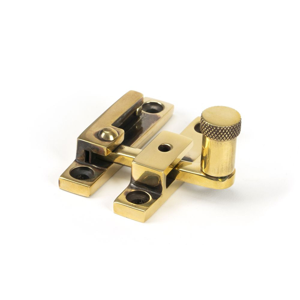 This is an image showing From The Anvil - Aged Brass Brompton Quadrant Fastener - Narrow available from T.H Wiggans Architectural Ironmongery in Kendal, quick delivery and discounted prices