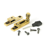 This is an image showing From The Anvil - Aged Brass Prestbury Quadrant Fastener - Narrow available from T.H Wiggans Architectural Ironmongery in Kendal, quick delivery and discounted prices