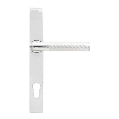 This is an image showing From The Anvil - Polished Chrome Brompton Slimline Lever Espag. Lock Set available from trade door handles, quick delivery and discounted prices