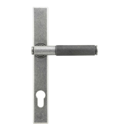 This is an image showing From The Anvil - Pewter Brompton Slimline Lever Espag. Lock Set available from trade door handles, quick delivery and discounted prices