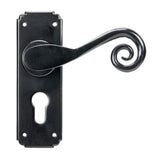 This is an image of From The Anvil - Black Monkeytail Lever Euro Lock Set available to order from T.H Wiggans Architectural Ironmongery in Kendal, quick delivery and discounted prices.