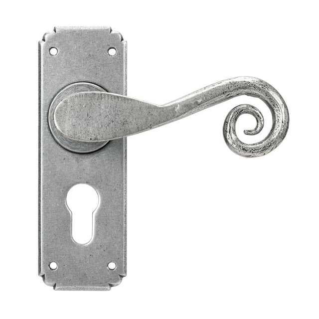 This is an image of From The Anvil - Pewter Monkeytail Lever Euro Lock Set available to order from T.H Wiggans Architectural Ironmongery in Kendal, quick delivery and discounted prices.