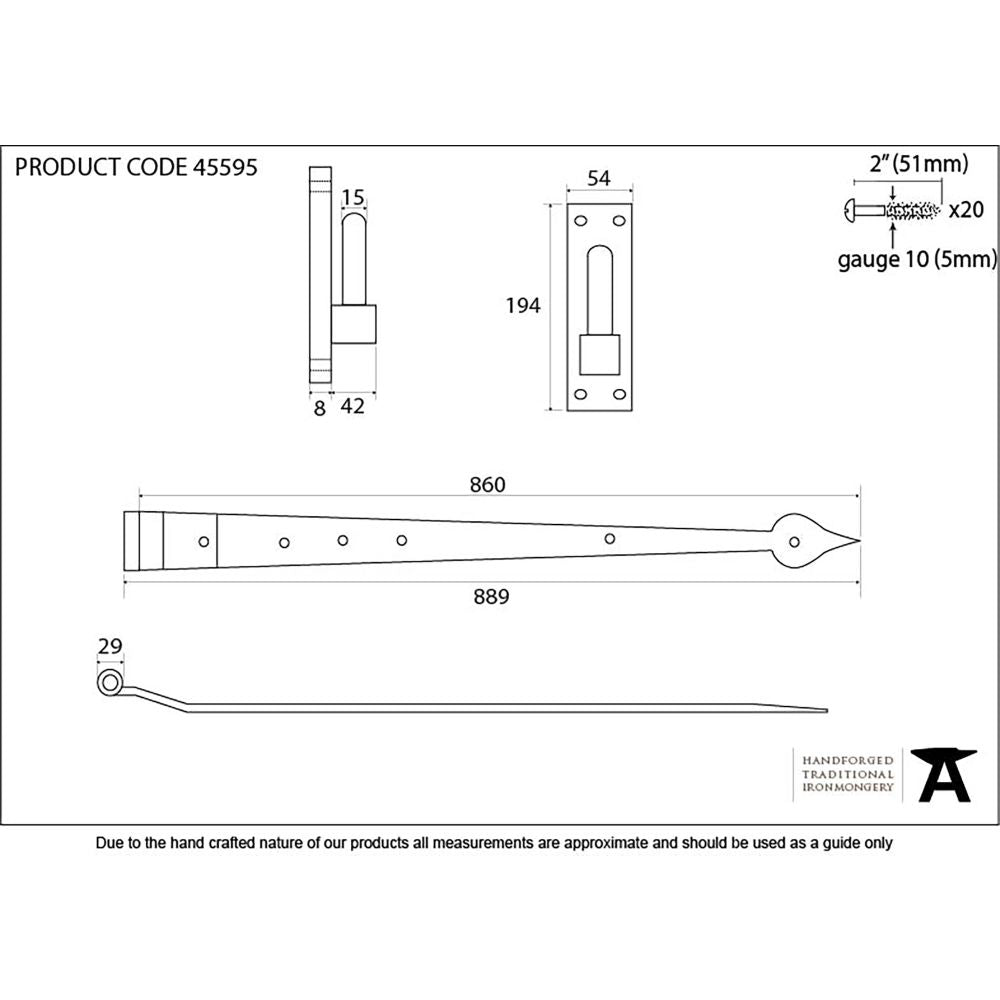 This is an image showing From The Anvil - External Beeswax 35" Hook & Band Hinge - Cranked (pair) available from T.H Wiggans Architectural Ironmongery, quick delivery and discounted prices