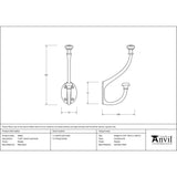 This is an image showing From The Anvil - Pewter 7 3/4" Hat & Coat Hook available from trade door handles, quick delivery and discounted prices