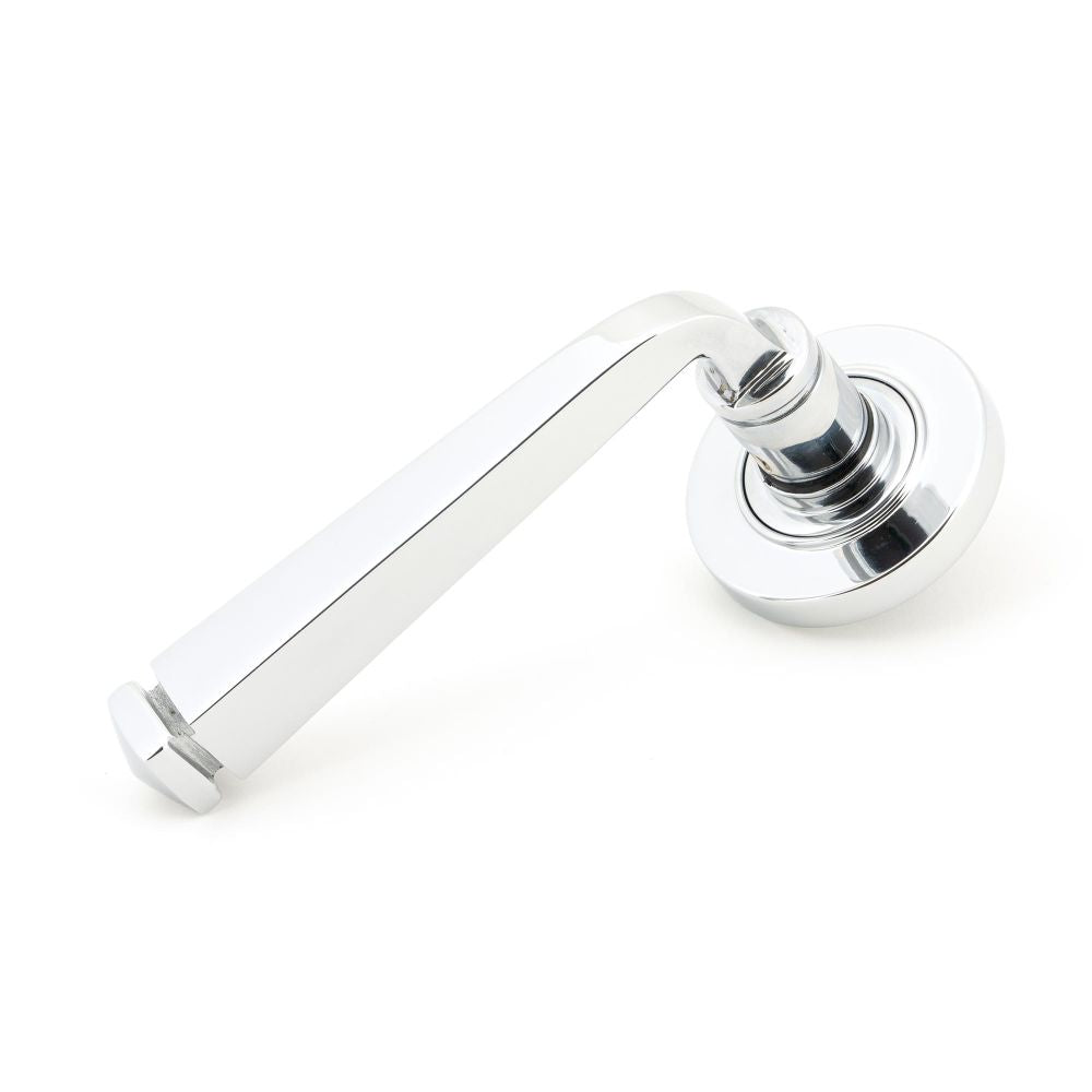 This is an image of From The Anvil - Polished Chrome Avon Round Lever on Rose Set (Plain) available to order from T.H Wiggans Architectural Ironmongery in Kendal, quick delivery and discounted prices.