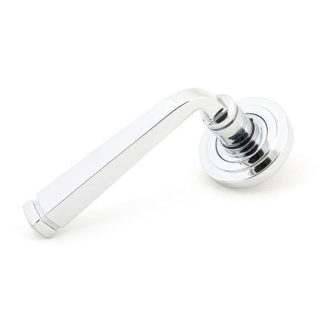 This is an image of From The Anvil - Polished Chrome Avon Round Lever on Rose Set (Art Deco) available to order from T.H Wiggans Architectural Ironmongery in Kendal, quick delivery and discounted prices.