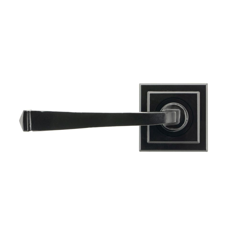 This is an image showing From The Anvil - Black Avon Round Lever on Rose Set (Square) available from trade door handles, quick delivery and discounted prices