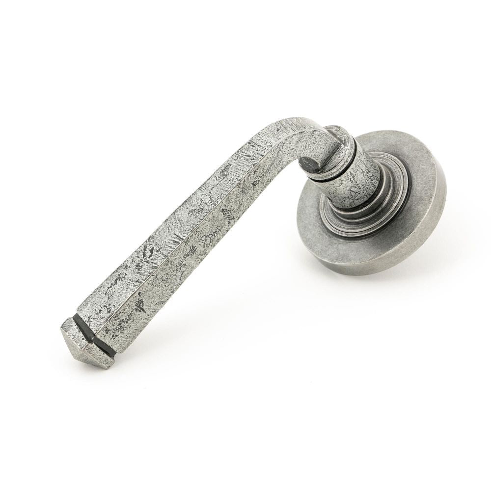 This is an image of From The Anvil - Pewter Avon Round Lever on Rose Set (Plain) available to order from T.H Wiggans Architectural Ironmongery in Kendal, quick delivery and discounted prices.