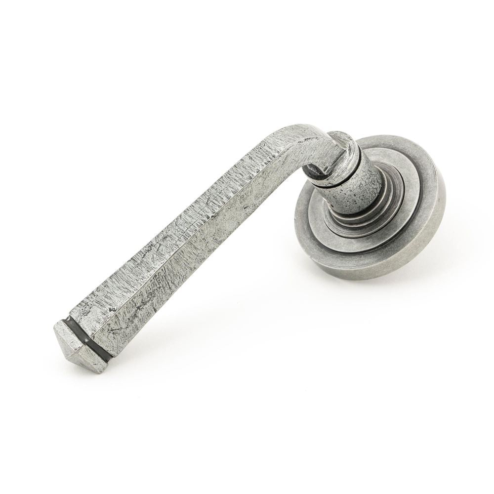 This is an image of From The Anvil - Pewter Avon Round Lever on Rose Set (Art Deco) available to order from T.H Wiggans Architectural Ironmongery in Kendal, quick delivery and discounted prices.