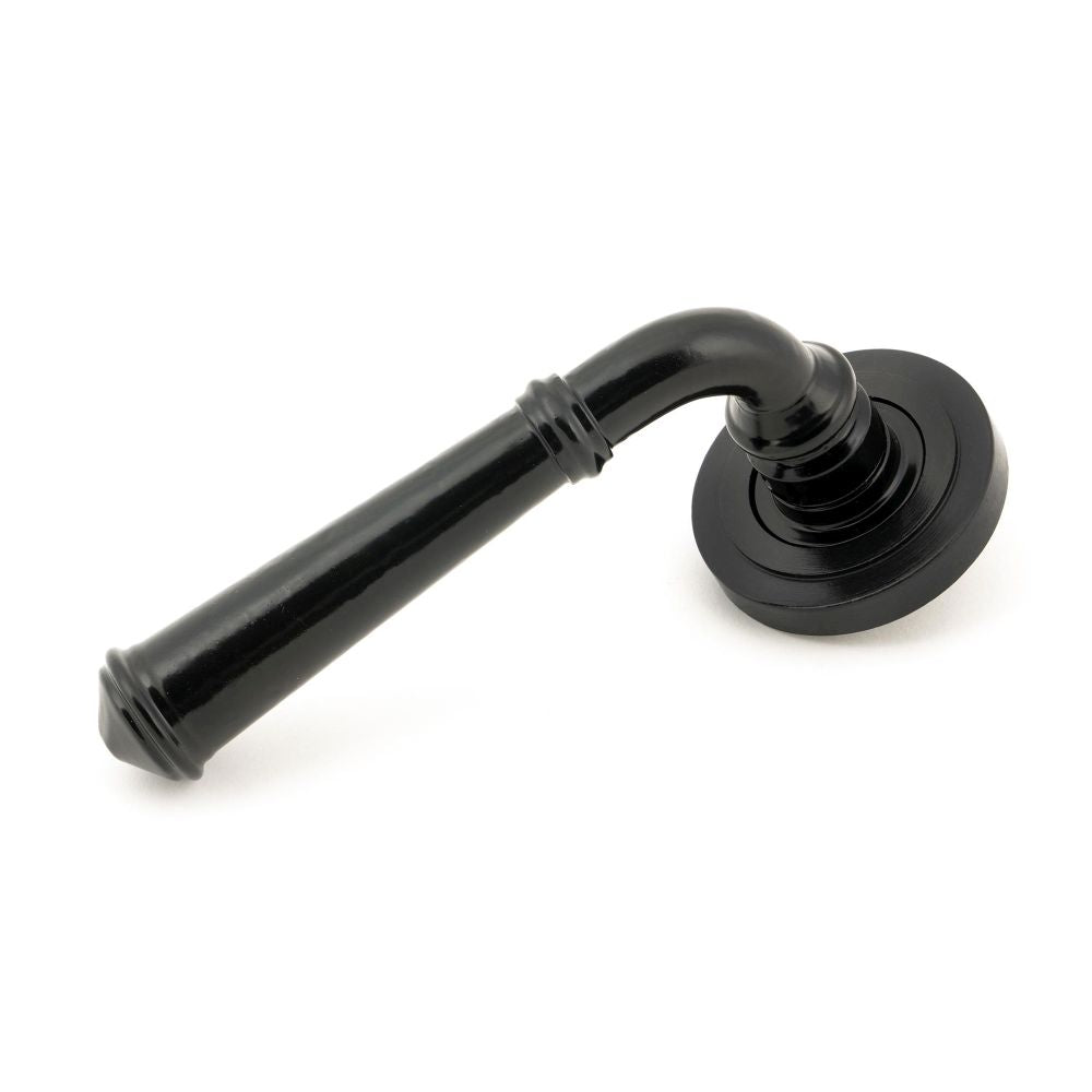 This is an image of From The Anvil - Black Regency Lever on Rose Set (Art Deco) available to order from T.H Wiggans Architectural Ironmongery in Kendal, quick delivery and discounted prices.