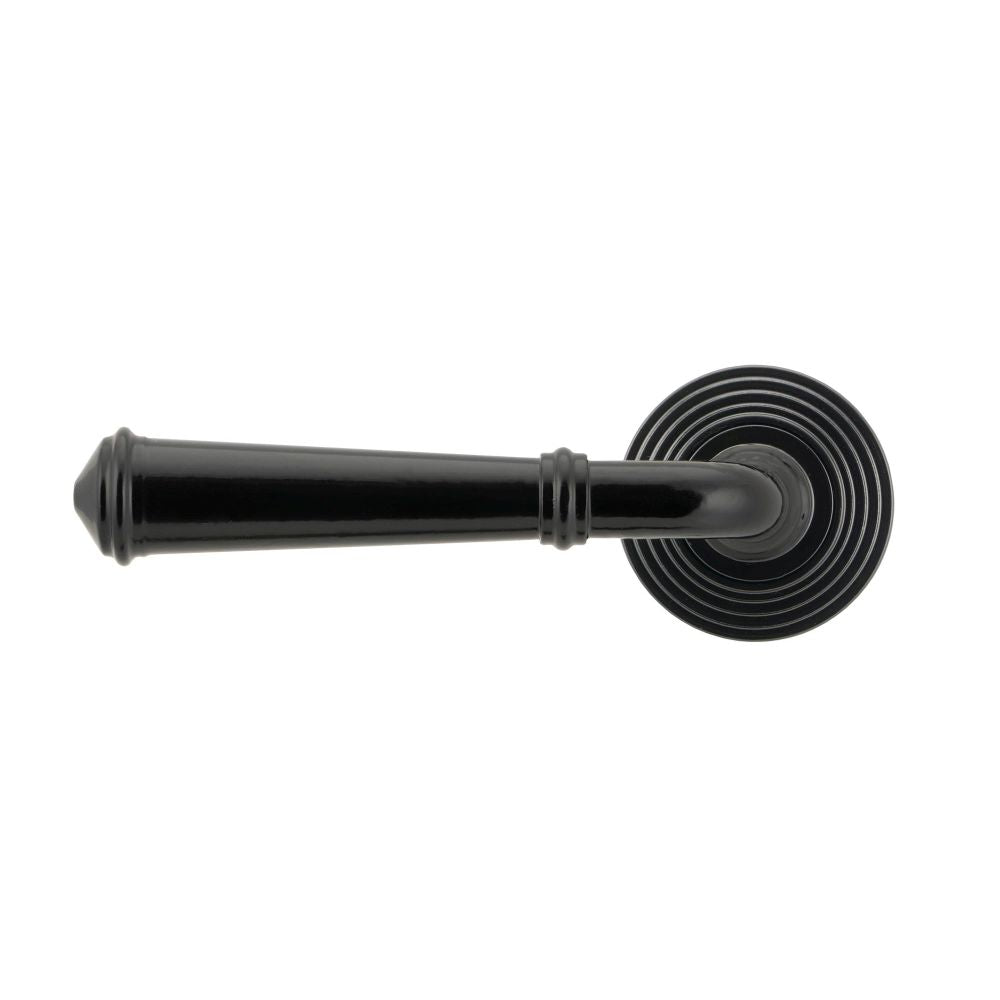 This is an image showing From The Anvil - Black Regency Lever on Rose Set (Beehive) available from trade door handles, quick delivery and discounted prices