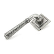 This is an image of From The Anvil - Pewter Hammered Newbury Lever on Rose Set (Square) available to order from T.H Wiggans Architectural Ironmongery in Kendal, quick delivery and discounted prices.