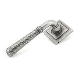 This is an image of From The Anvil - Pewter Hammered Newbury Lever on Rose Set (Square) available to order from T.H Wiggans Architectural Ironmongery in Kendal, quick delivery and discounted prices.