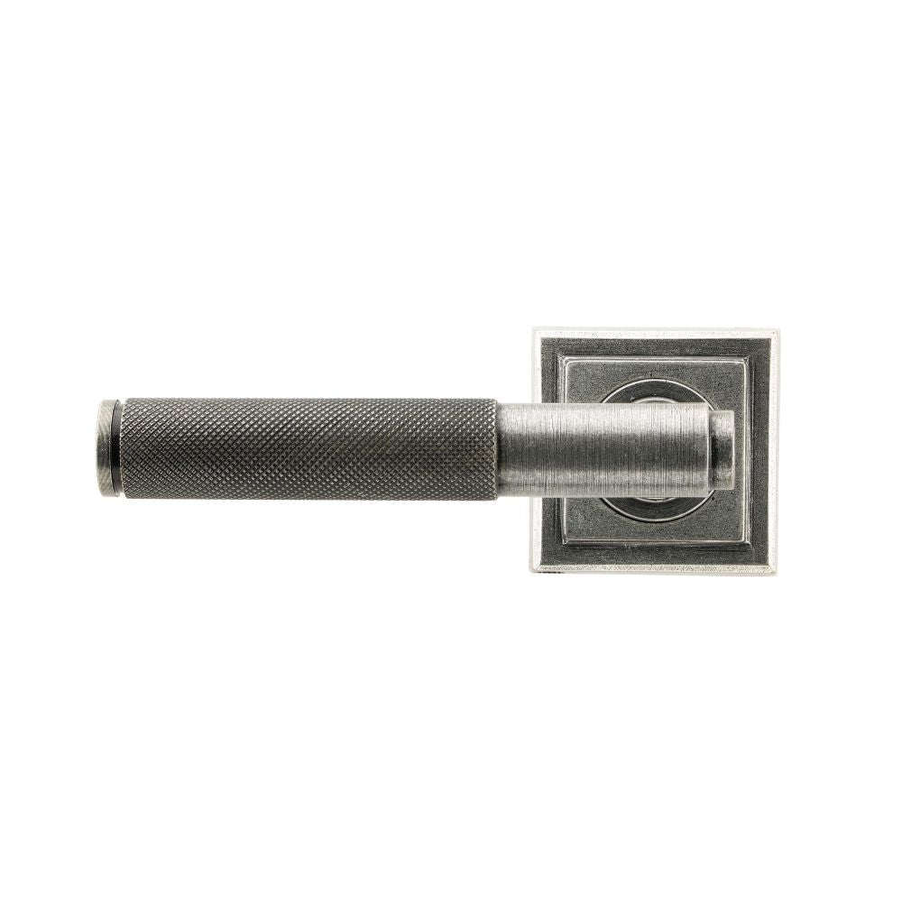 This is an image showing From The Anvil - Pewter Brompton Lever on Rose Set (Square) available from trade door handles, quick delivery and discounted prices