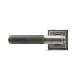 This is an image showing From The Anvil - Pewter Brompton Lever on Rose Set (Square) available from trade door handles, quick delivery and discounted prices