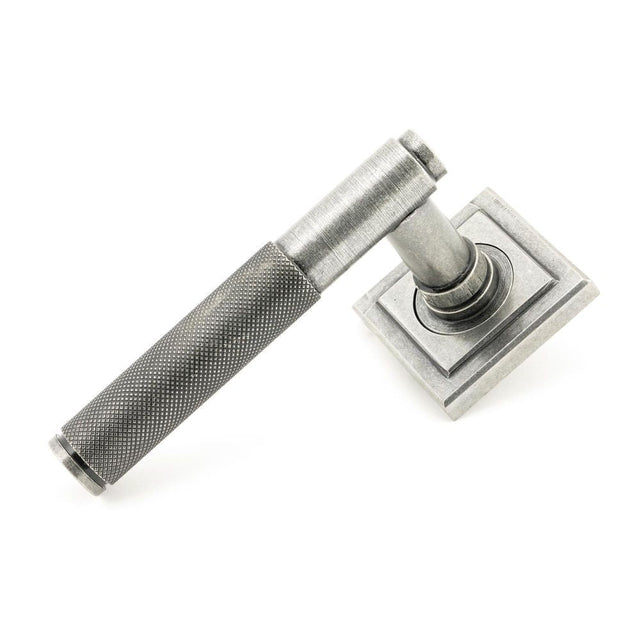 This is an image of From The Anvil - Pewter Brompton Lever on Rose Set (Square) available to order from T.H Wiggans Architectural Ironmongery in Kendal, quick delivery and discounted prices.