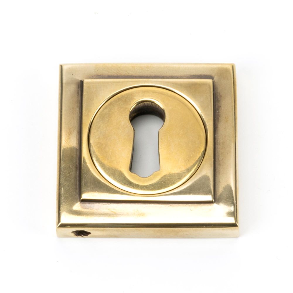 This is an image of From The Anvil - Aged Brass Round Escutcheon (Square) available to order from T.H Wiggans Architectural Ironmongery in Kendal, quick delivery and discounted prices.