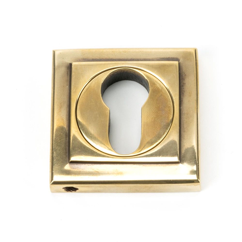 This is an image of From The Anvil - Aged Brass Round Euro Escutcheon (Square) available to order from T.H Wiggans Architectural Ironmongery in Kendal, quick delivery and discounted prices.