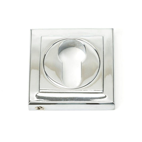 This is an image of From The Anvil - Polished Chrome Round Euro Escutcheon (Square) available to order from T.H Wiggans Architectural Ironmongery in Kendal, quick delivery and discounted prices.