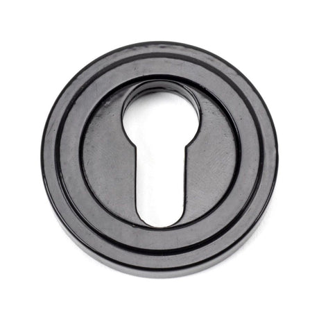 This is an image of From The Anvil - Black Round Euro Escutcheon (Art Deco) available to order from T.H Wiggans Architectural Ironmongery in Kendal, quick delivery and discounted prices.