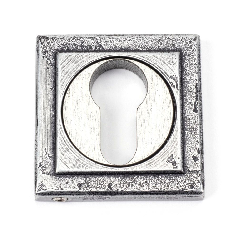 This is an image of From The Anvil - Pewter Round Euro Escutcheon (Square) available to order from T.H Wiggans Architectural Ironmongery in Kendal, quick delivery and discounted prices.