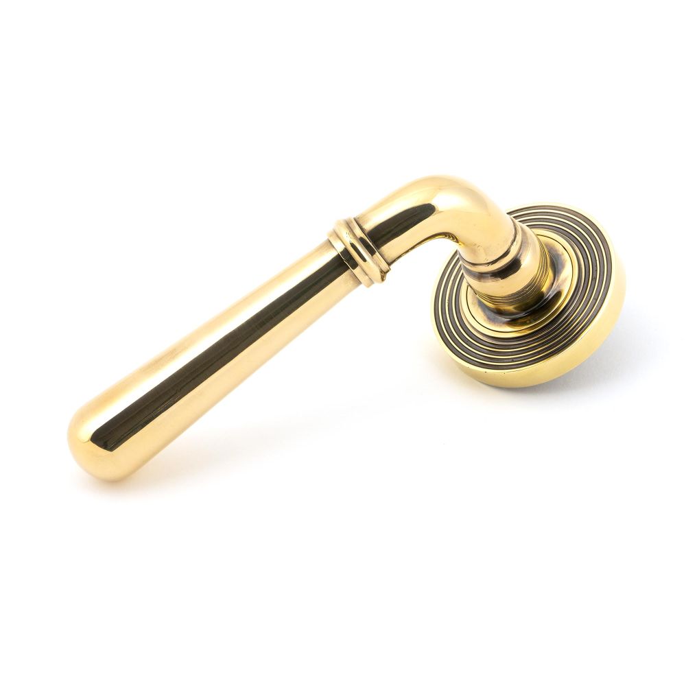 This is an image of From The Anvil - Aged Brass Newbury Lever on Rose Set (Beehive) available to order from T.H Wiggans Architectural Ironmongery in Kendal, quick delivery and discounted prices.