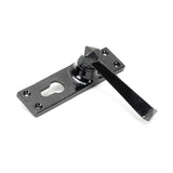 This is an image showing From The Anvil - Black Straight Lever Euro Lock Set available from trade door handles, quick delivery and discounted prices