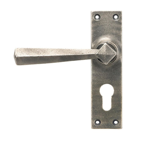 This is an image of From The Anvil - Antique Pewter Straight Lever Euro Lock Set available to order from T.H Wiggans Architectural Ironmongery in Kendal, quick delivery and discounted prices.