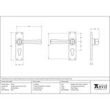 This is an image showing From The Anvil - Polished Brass Straight Lever Euro Lock Set available from trade door handles, quick delivery and discounted prices