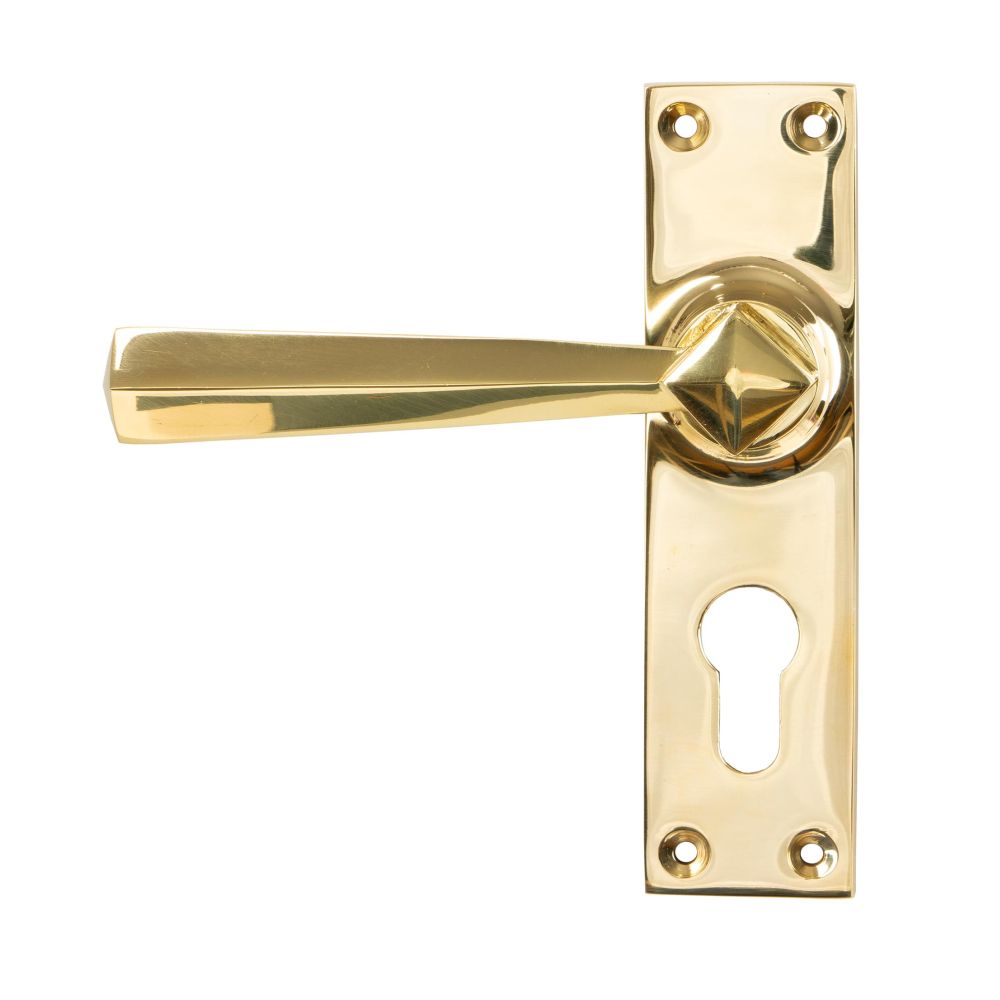 This is an image of From The Anvil - Polished Brass Straight Lever Euro Lock Set available to order from T.H Wiggans Architectural Ironmongery in Kendal, quick delivery and discounted prices.