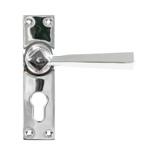 This is an image of From The Anvil - Polished Chrome Straight Lever Euro Lock Set available to order from T.H Wiggans Architectural Ironmongery in Kendal, quick delivery and discounted prices.