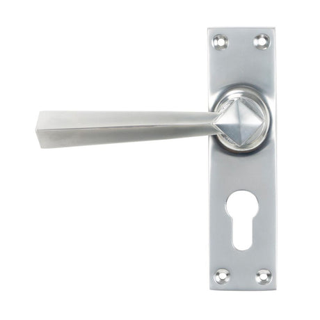 This is an image of From The Anvil - Satin Chrome Straight Lever Euro Lock Set available to order from T.H Wiggans Architectural Ironmongery in Kendal, quick delivery and discounted prices.