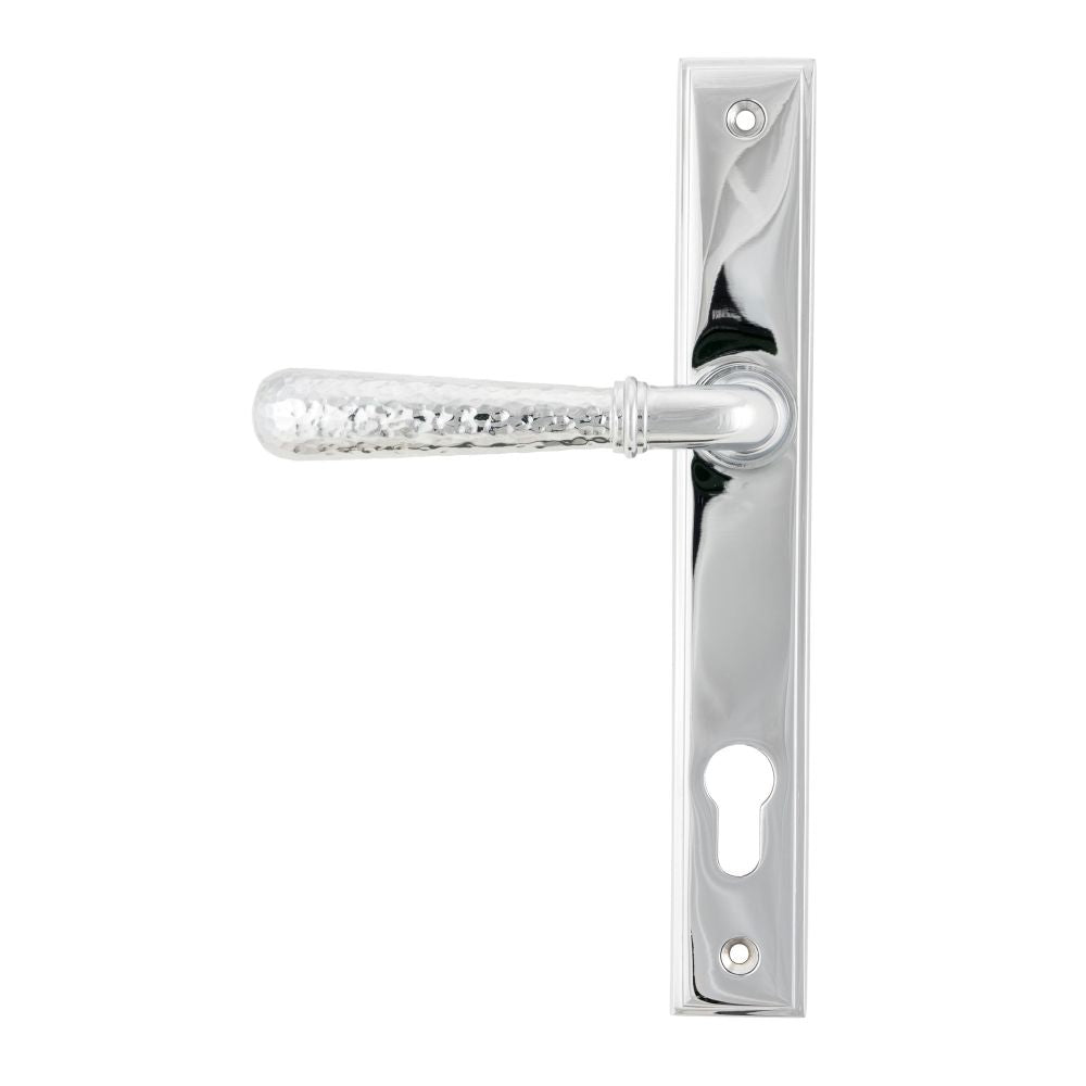 This is an image of From The Anvil - Polished Chrome Hammered Newbury Slimline Espag. Lock Set available to order from T.H Wiggans Architectural Ironmongery in Kendal, quick delivery and discounted prices.