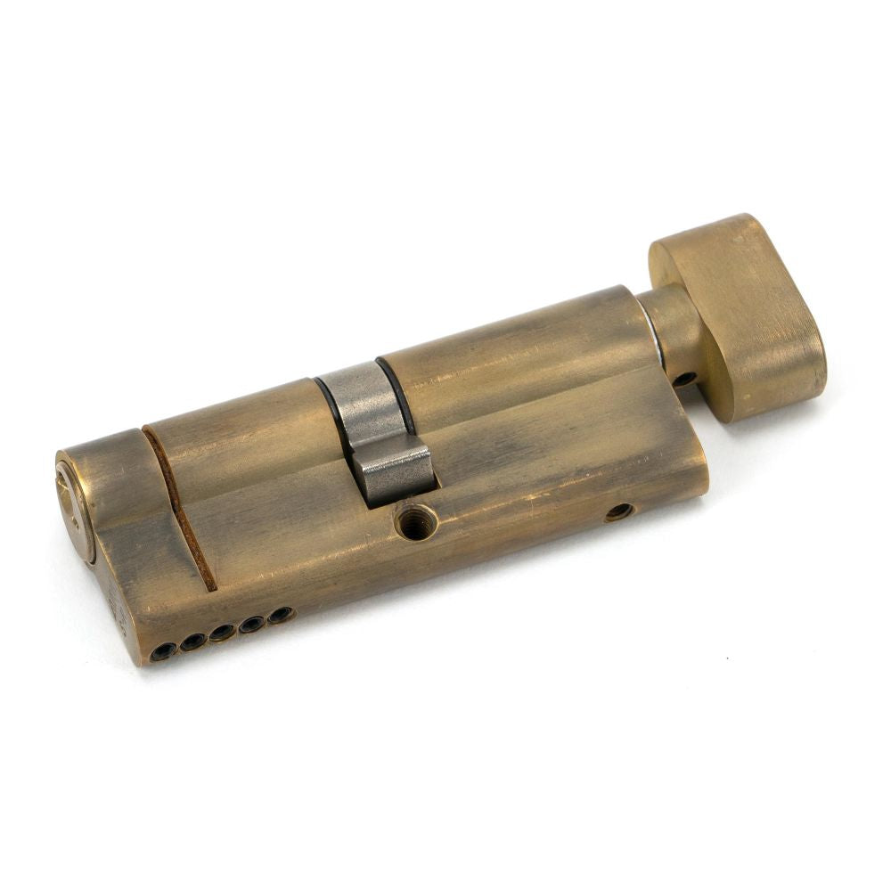 This is an image showing From The Anvil - Aged Brass 40/40 5pin Euro Cylinder/Thumbturn available from T.H Wiggans Architectural Ironmongery in Kendal, quick delivery and discounted prices