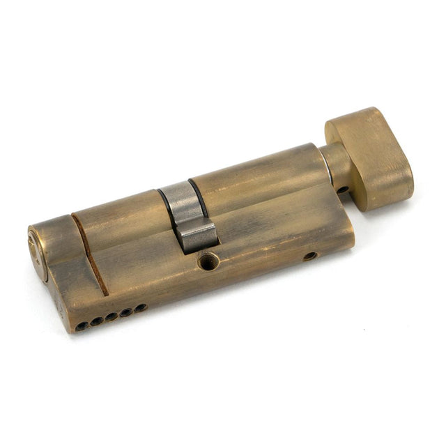 This is an image showing From The Anvil - Aged Brass 40/40 5pin Euro Cylinder/Thumbturn available from T.H Wiggans Architectural Ironmongery in Kendal, quick delivery and discounted prices