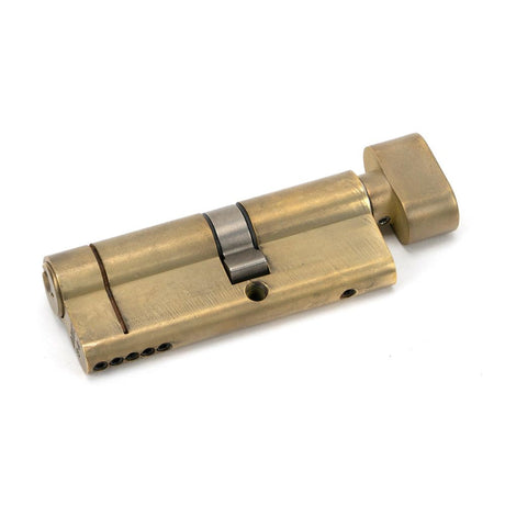 This is an image showing From The Anvil - Aged Brass 35T/45 5pin Euro Cylinder/Thumbturn available from T.H Wiggans Architectural Ironmongery in Kendal, quick delivery and discounted prices