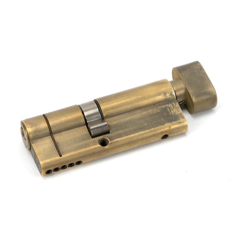 This is an image showing From The Anvil - Aged Brass 35/45T 5pin Euro Cylinder/Thumbturn available from T.H Wiggans Architectural Ironmongery in Kendal, quick delivery and discounted prices