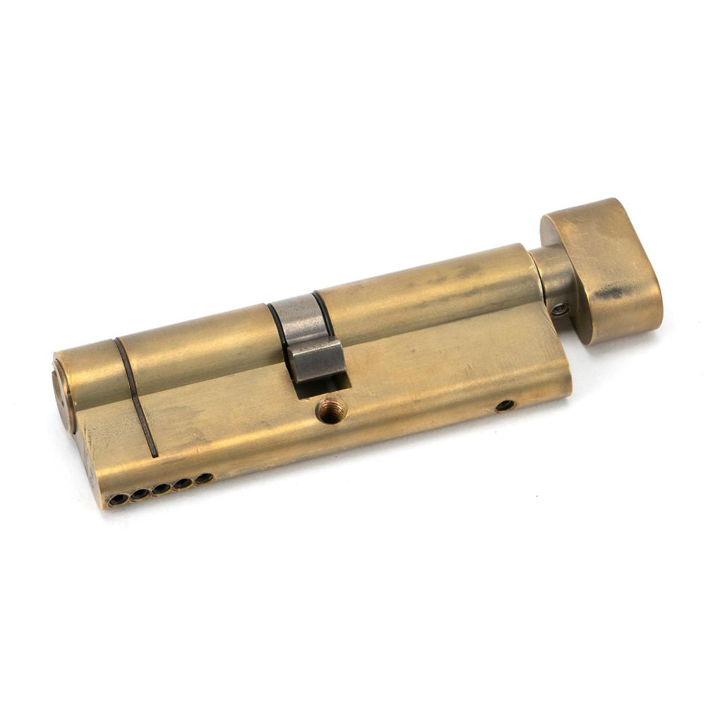 This is an image showing From The Anvil - Aged Brass 45/45 5pin Euro Cylinder/Thumbturn available from T.H Wiggans Architectural Ironmongery in Kendal, quick delivery and discounted prices