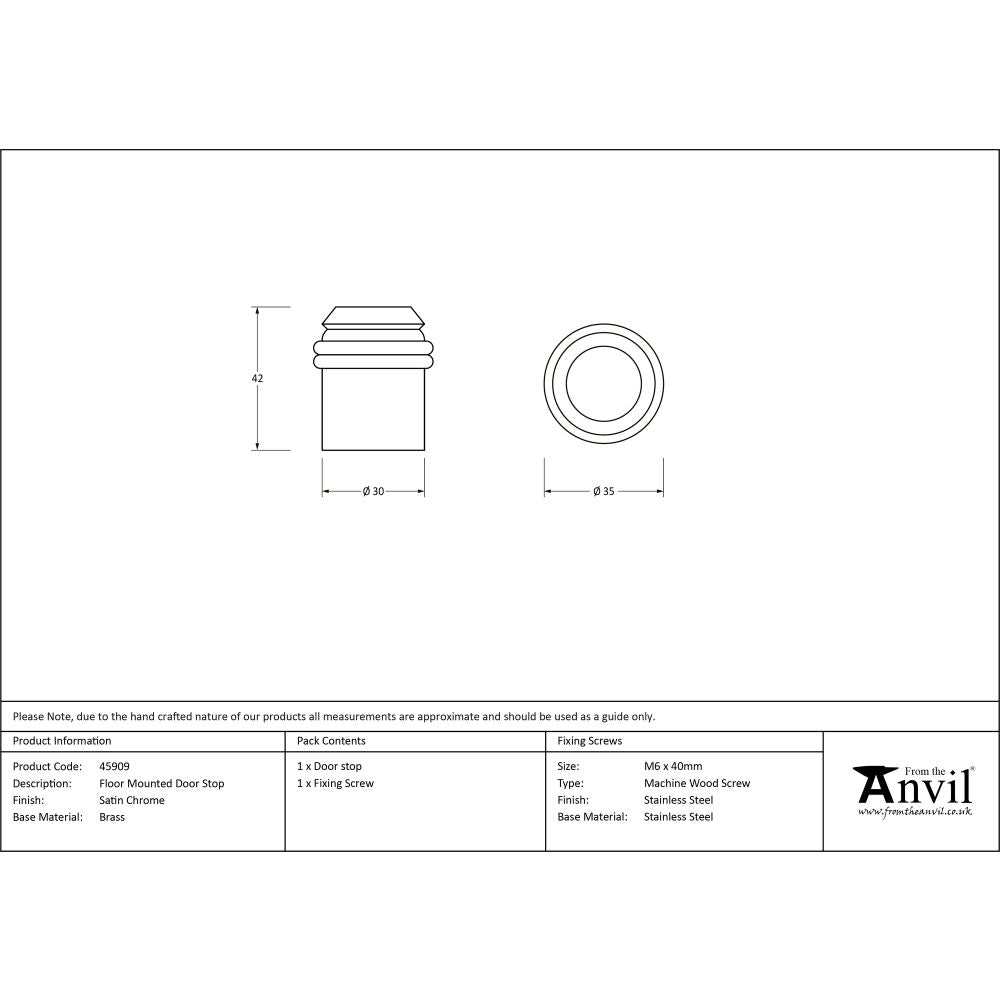 This is an image showing From The Anvil - Satin Chrome Floor Mounted Door Stop available from trade door handles, quick delivery and discounted prices