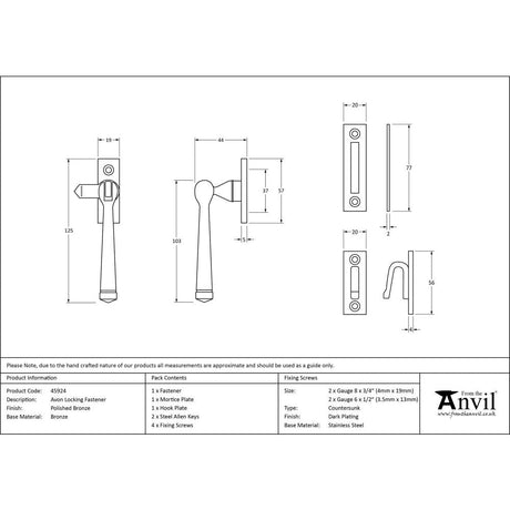 This is an image showing From The Anvil - Polished Bronze Locking Avon Fastener available from T.H Wiggans Architectural Ironmongery in Kendal, quick delivery and discounted prices